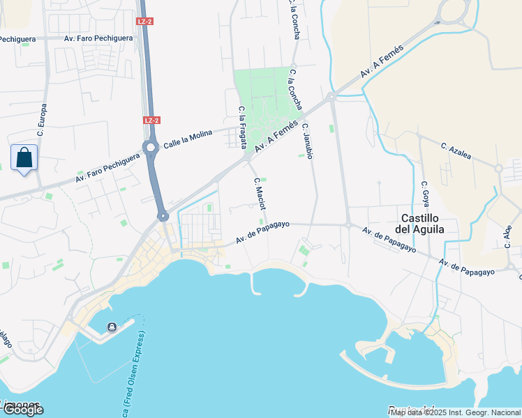 map of restaurants, bars, coffee shops, grocery stores, and more near 1 Calle Maciot in Playa Blanca
