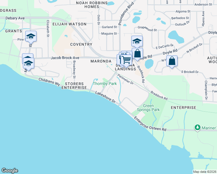 map of restaurants, bars, coffee shops, grocery stores, and more near in Deltona