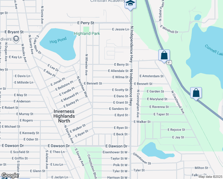 map of restaurants, bars, coffee shops, grocery stores, and more near 3975 East Scotty Street in Inverness