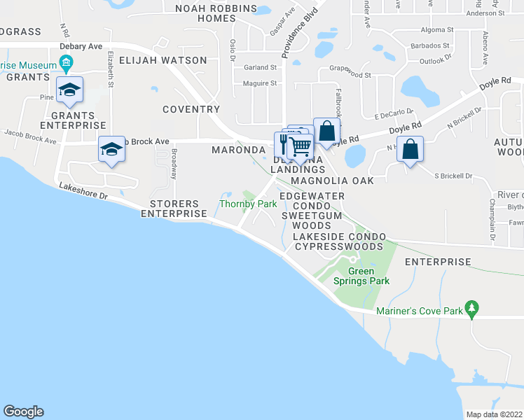 map of restaurants, bars, coffee shops, grocery stores, and more near in Deltona
