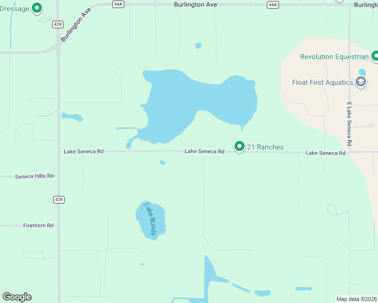 map of restaurants, bars, coffee shops, grocery stores, and more near 22151 Lake Seneca Road in Eustis