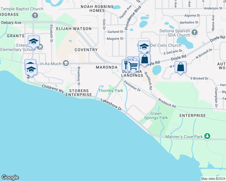 map of restaurants, bars, coffee shops, grocery stores, and more near 9 Magnolia Woods Court in Deltona