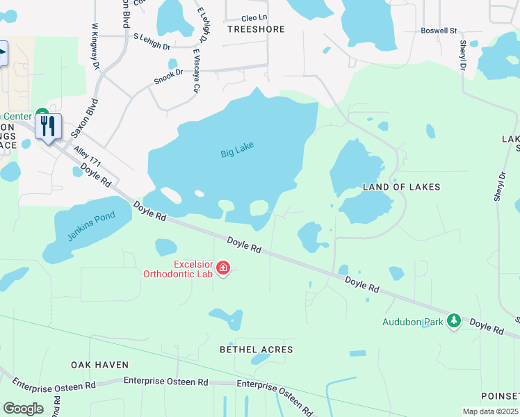 map of restaurants, bars, coffee shops, grocery stores, and more near 170 Big Lake Drive in Deltona