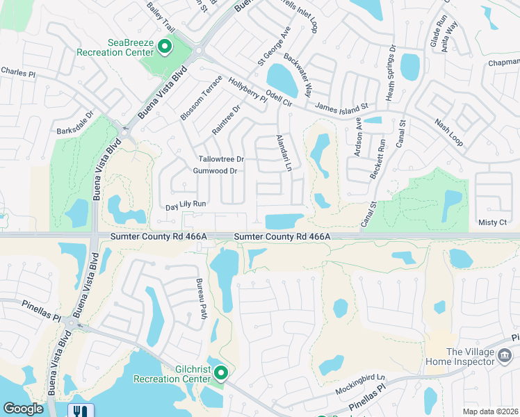 map of restaurants, bars, coffee shops, grocery stores, and more near 1432 Fairway Street in The Villages