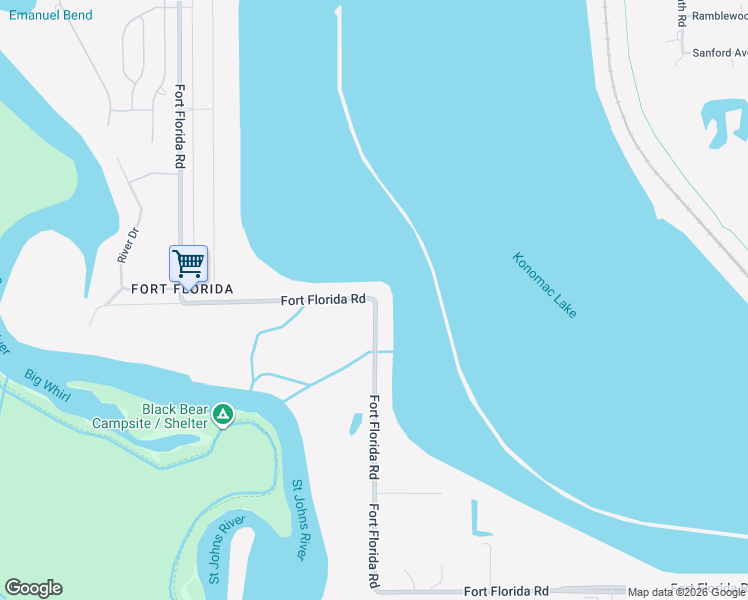 map of restaurants, bars, coffee shops, grocery stores, and more near Fort Florida Road in DeBary