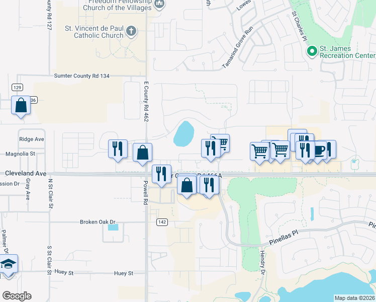map of restaurants, bars, coffee shops, grocery stores, and more near in Wildwood