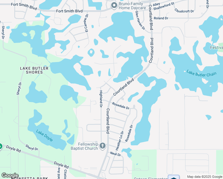 map of restaurants, bars, coffee shops, grocery stores, and more near 235 Steward Terrace in Deltona