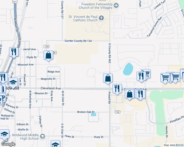 map of restaurants, bars, coffee shops, grocery stores, and more near 7676 Rio Grande Boulevard in Wildwood