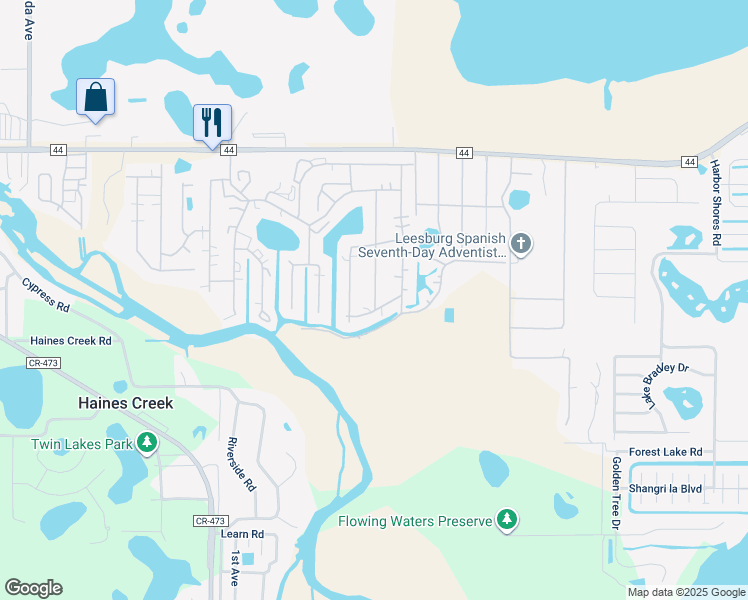 map of restaurants, bars, coffee shops, grocery stores, and more near 107 Crossways Drive in Leesburg