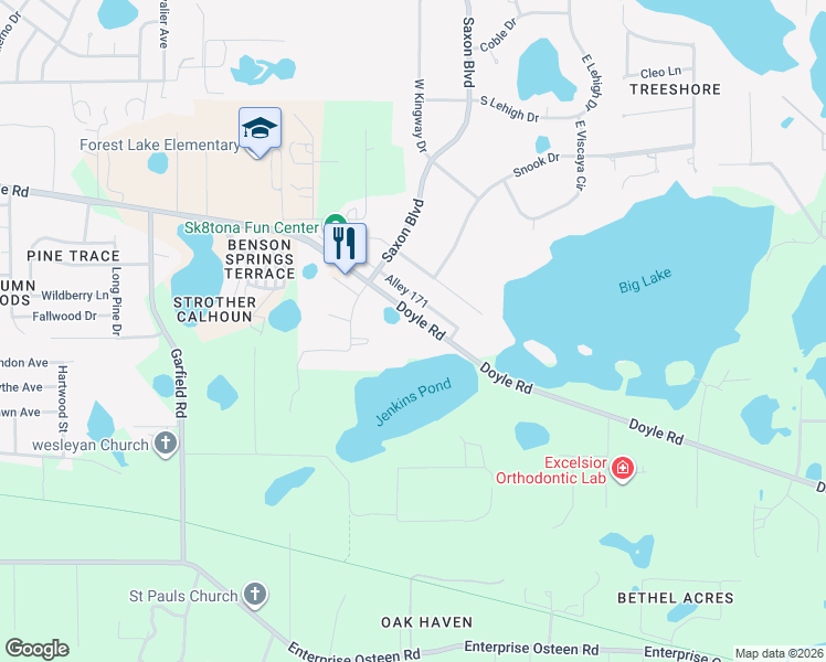 map of restaurants, bars, coffee shops, grocery stores, and more near 1785 Doyle Road in Deltona