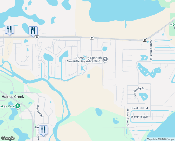 map of restaurants, bars, coffee shops, grocery stores, and more near 119 Pine Ridge Drive in Leesburg