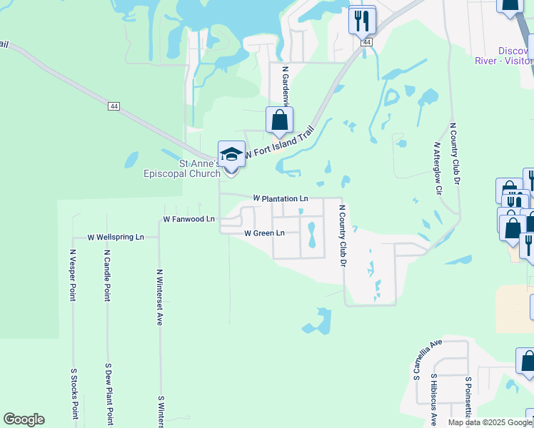 map of restaurants, bars, coffee shops, grocery stores, and more near 9708 West Plantation Lane in Crystal River