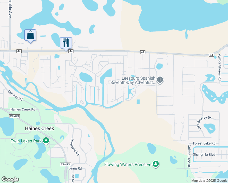 map of restaurants, bars, coffee shops, grocery stores, and more near 129 Crossways Drive in Leesburg