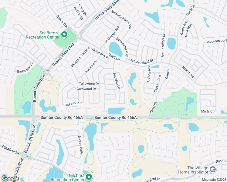 map of restaurants, bars, coffee shops, grocery stores, and more near 2592 English Ivy Circle in The Villages