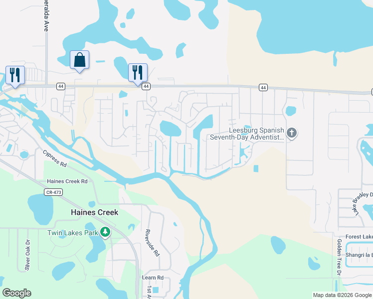 map of restaurants, bars, coffee shops, grocery stores, and more near 170-198 West Sterling Way in Leesburg
