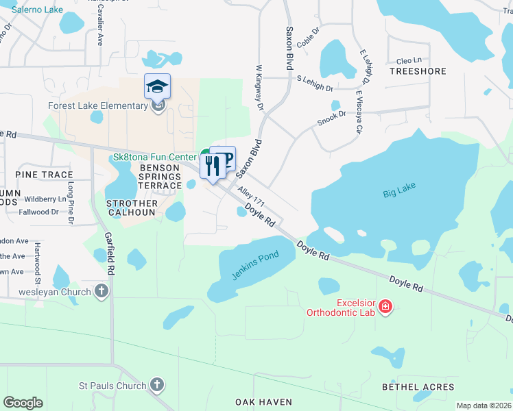 map of restaurants, bars, coffee shops, grocery stores, and more near 1748 Doyle Road in Deltona