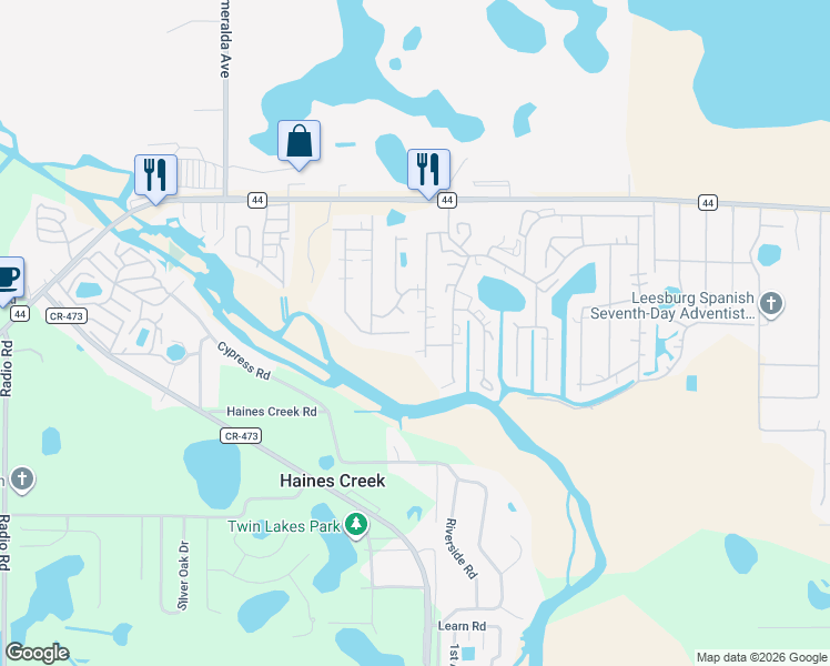 map of restaurants, bars, coffee shops, grocery stores, and more near 119 Millwood Road in Leesburg