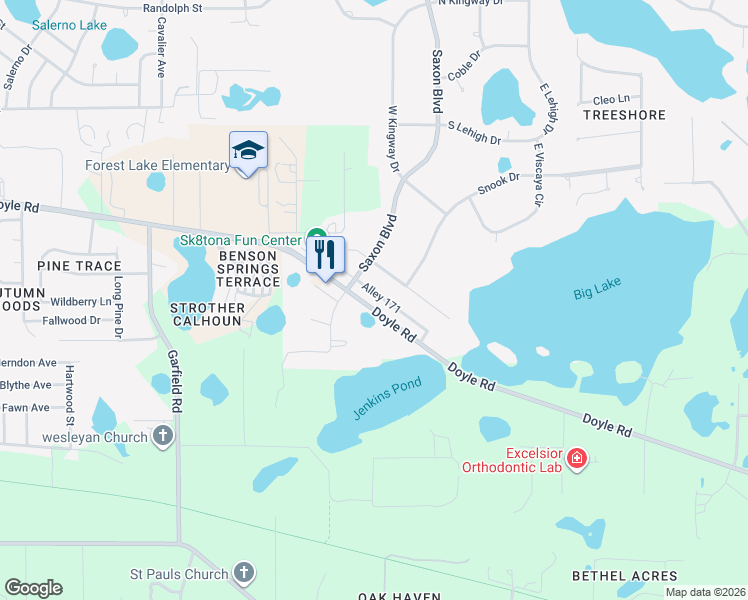 map of restaurants, bars, coffee shops, grocery stores, and more near 1748 Doyle Road in Deltona