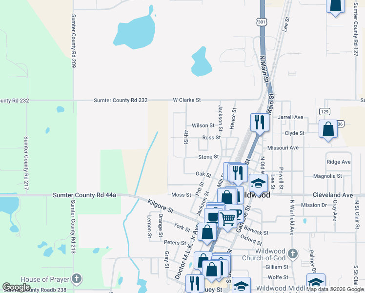 map of restaurants, bars, coffee shops, grocery stores, and more near 609 4th Street in Wildwood