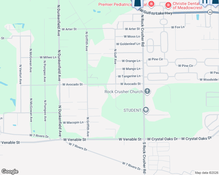 map of restaurants, bars, coffee shops, grocery stores, and more near 6560 West Avocado Street in Crystal River