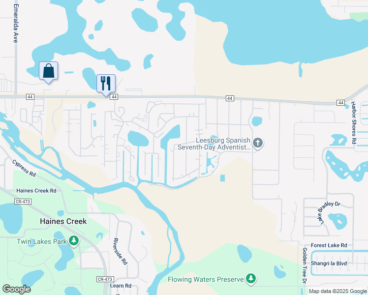 map of restaurants, bars, coffee shops, grocery stores, and more near 107 Crossways Drive in Leesburg