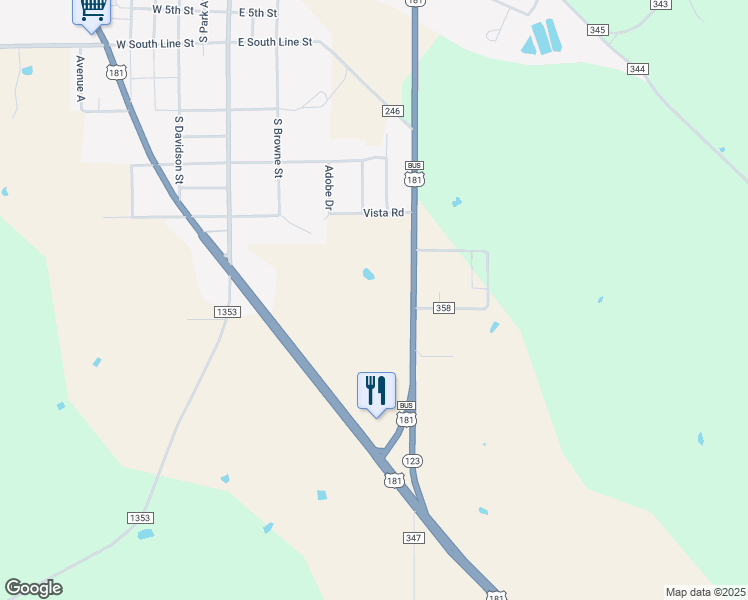 map of restaurants, bars, coffee shops, grocery stores, and more near 1226 South Sh-123 in Karnes City