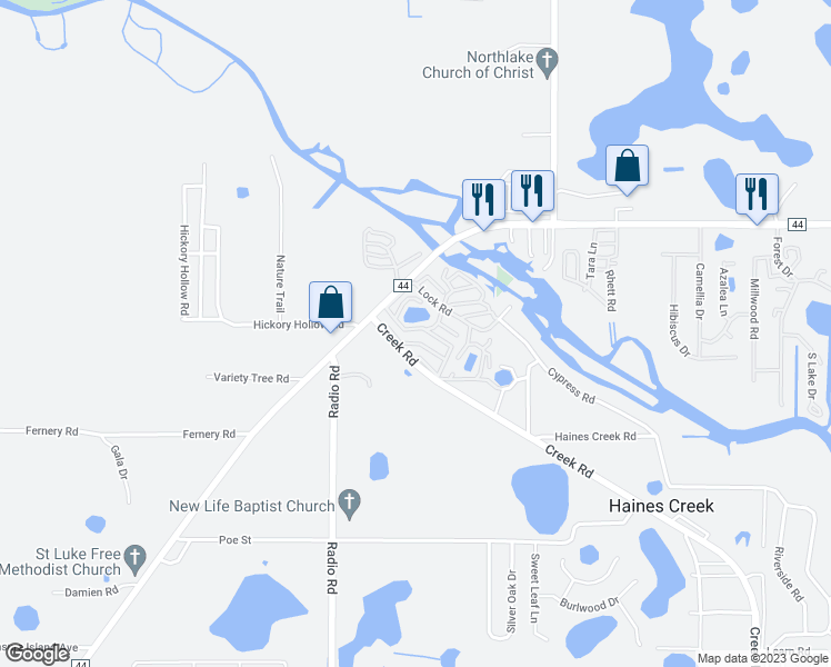 map of restaurants, bars, coffee shops, grocery stores, and more near 565 Tammi Drive in Leesburg