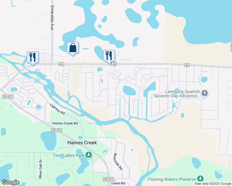 map of restaurants, bars, coffee shops, grocery stores, and more near 136 Forest Drive in Leesburg
