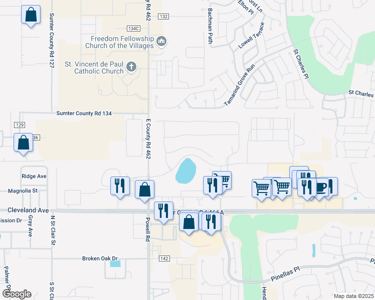 map of restaurants, bars, coffee shops, grocery stores, and more near 5260 Sunshine Drive in Wildwood