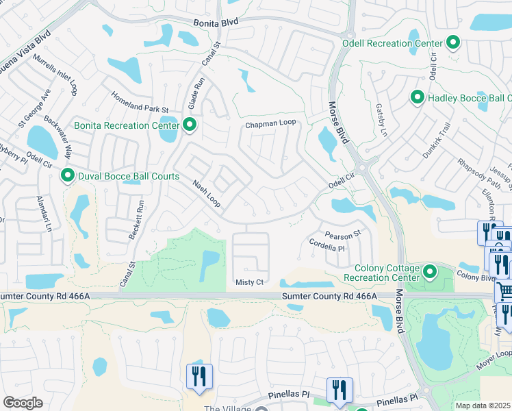 map of restaurants, bars, coffee shops, grocery stores, and more near 880 Margaux Trail in The Villages