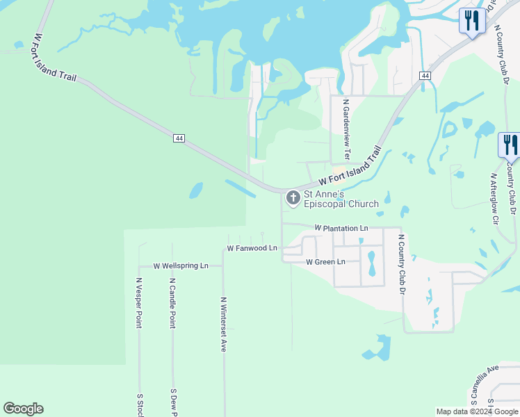 map of restaurants, bars, coffee shops, grocery stores, and more near 9990 West Fort Island Trail in Crystal River