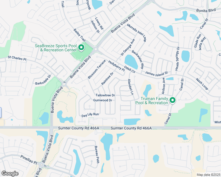 map of restaurants, bars, coffee shops, grocery stores, and more near 1518 BlueBerry Way in The Villages