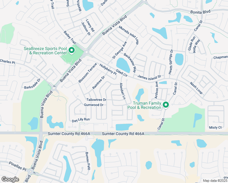 map of restaurants, bars, coffee shops, grocery stores, and more near 2676 English Ivy Circle in The Villages