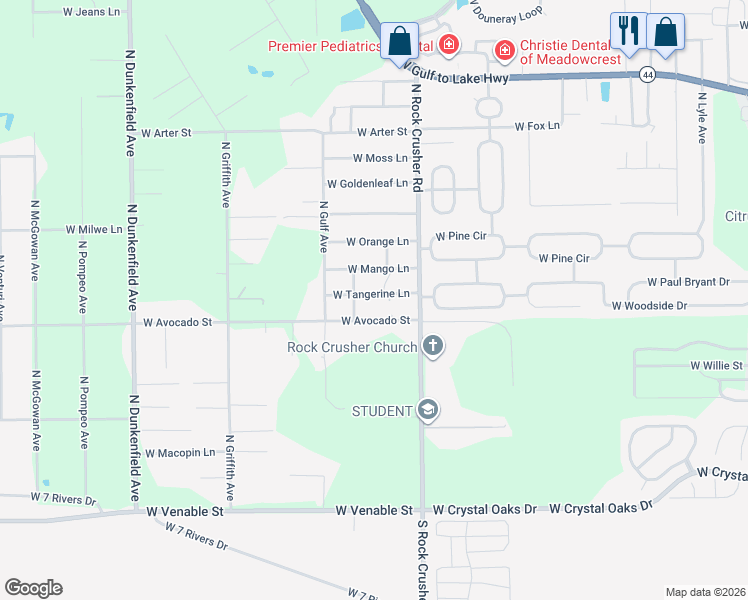 map of restaurants, bars, coffee shops, grocery stores, and more near 6370 West Tangerine Lane in Crystal River