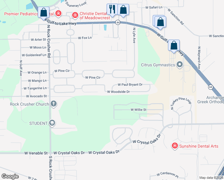 map of restaurants, bars, coffee shops, grocery stores, and more near 5732 West Paul Bryant Drive in Crystal River