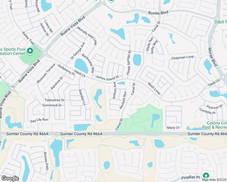 map of restaurants, bars, coffee shops, grocery stores, and more near 2596 Ardson Avenue in The Villages