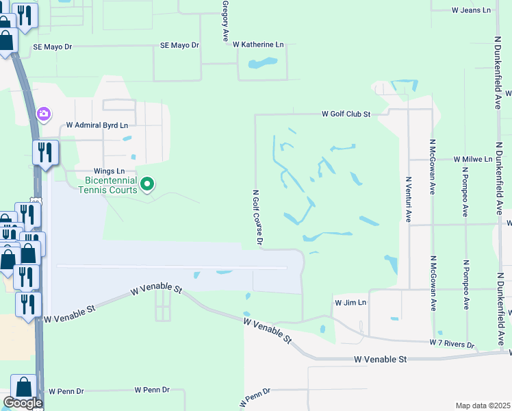 map of restaurants, bars, coffee shops, grocery stores, and more near 533 North Golf Course Drive in Crystal River