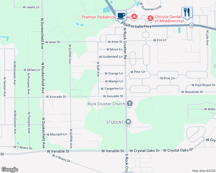 map of restaurants, bars, coffee shops, grocery stores, and more near 6370 West Tangerine Lane in Crystal River