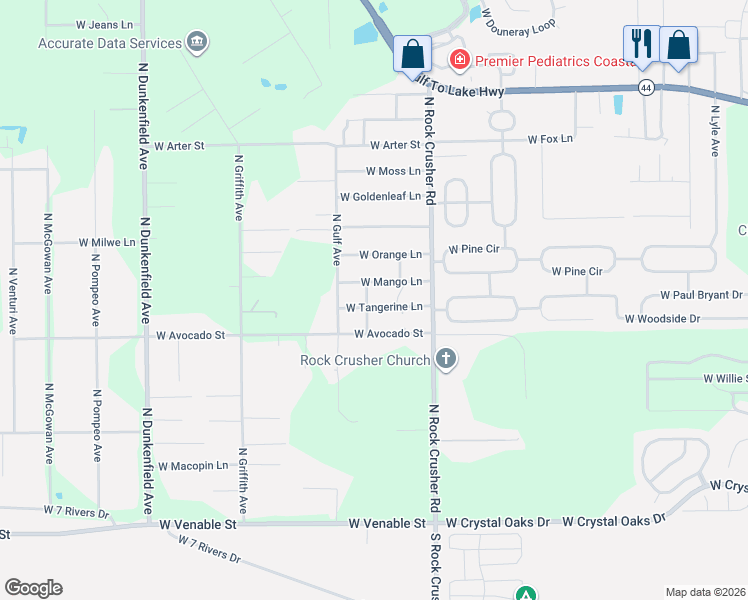 map of restaurants, bars, coffee shops, grocery stores, and more near 6370 West Tangerine Lane in Crystal River