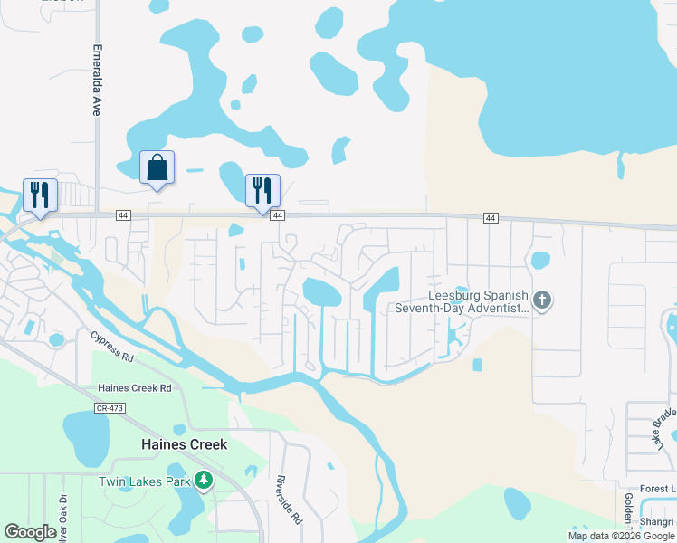 map of restaurants, bars, coffee shops, grocery stores, and more near 103 Highland Drive in Leesburg
