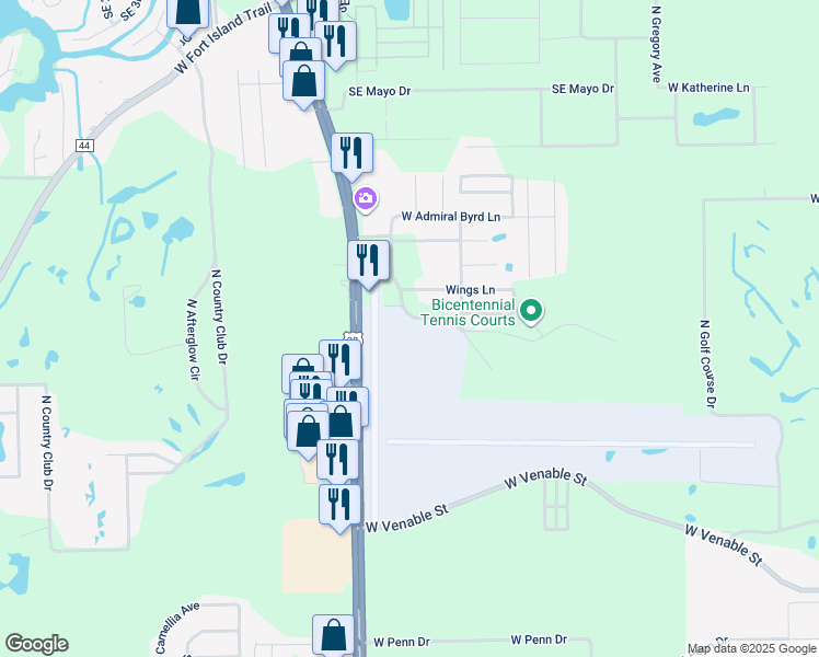 map of restaurants, bars, coffee shops, grocery stores, and more near 718 North Lindberg Terrace in Crystal River