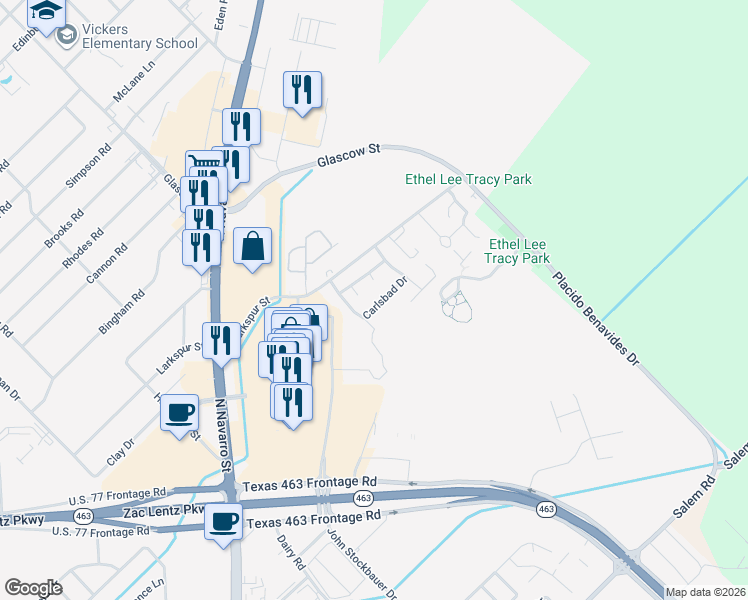 map of restaurants, bars, coffee shops, grocery stores, and more near 101 Sierra Court in Victoria