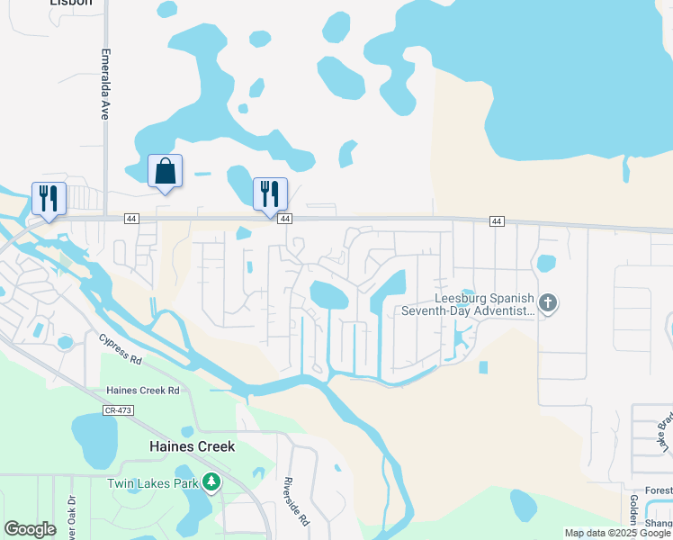 map of restaurants, bars, coffee shops, grocery stores, and more near 128 Highland Drive in Leesburg