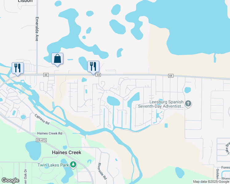 map of restaurants, bars, coffee shops, grocery stores, and more near 128 Highland Drive in Leesburg