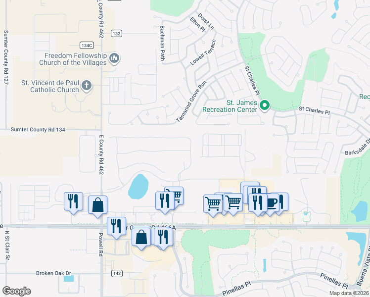 map of restaurants, bars, coffee shops, grocery stores, and more near 5440 Sunshine Drive in Wildwood