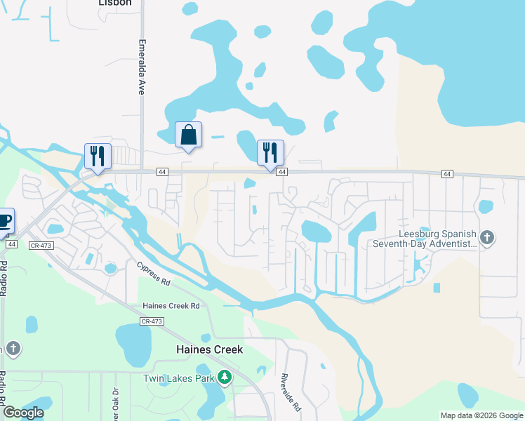 map of restaurants, bars, coffee shops, grocery stores, and more near 101-199 Azalea Court in Leesburg
