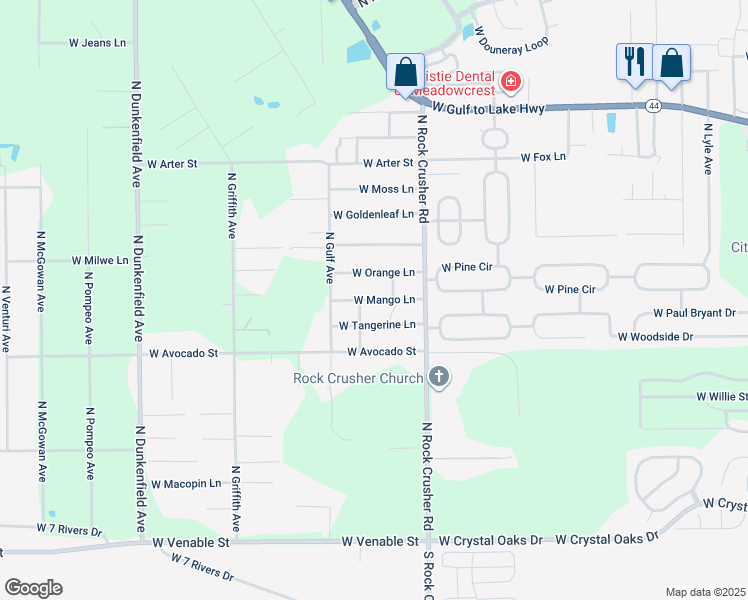 map of restaurants, bars, coffee shops, grocery stores, and more near 6381 West Mango Lane in Crystal River