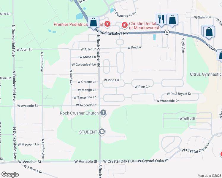 map of restaurants, bars, coffee shops, grocery stores, and more near 6094 West Pine Circle in Crystal River