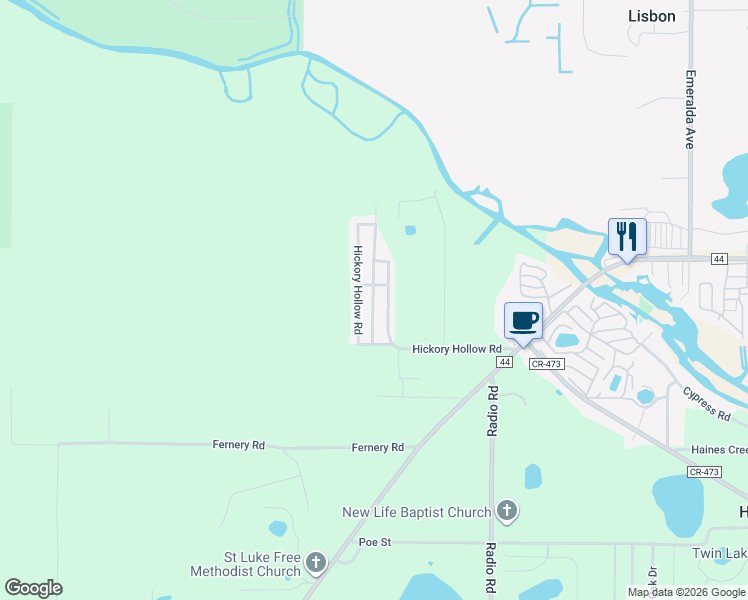 map of restaurants, bars, coffee shops, grocery stores, and more near 9705 Hickory Hollow Road in Leesburg