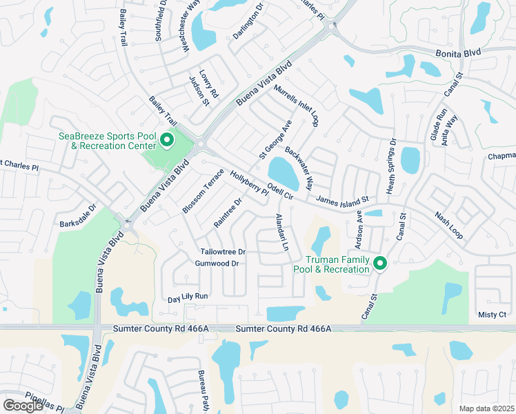 map of restaurants, bars, coffee shops, grocery stores, and more near 1407 Hollyberry Place in The Villages